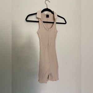 LA LUXE Cream Ribbed Romper